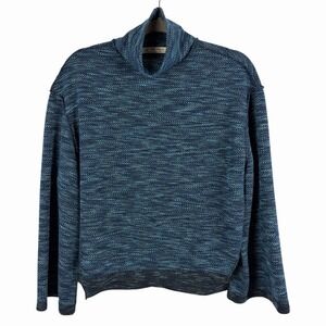 Free People We The Free Sunny Days Marled Funnel Neck Boxy Sweater Blue Xs